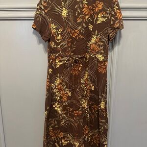 Norton McNaughton Brown Floral Midi Dress